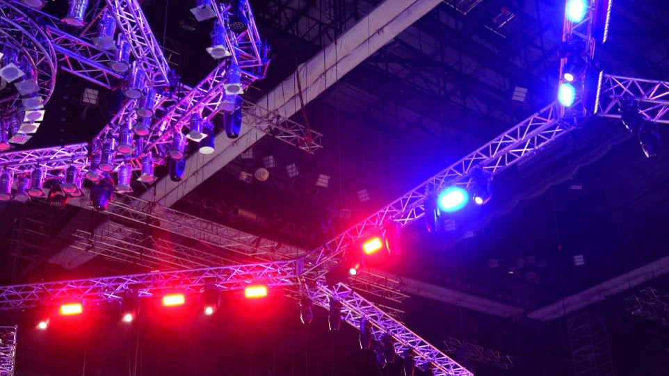 a group of lights that are on a stage